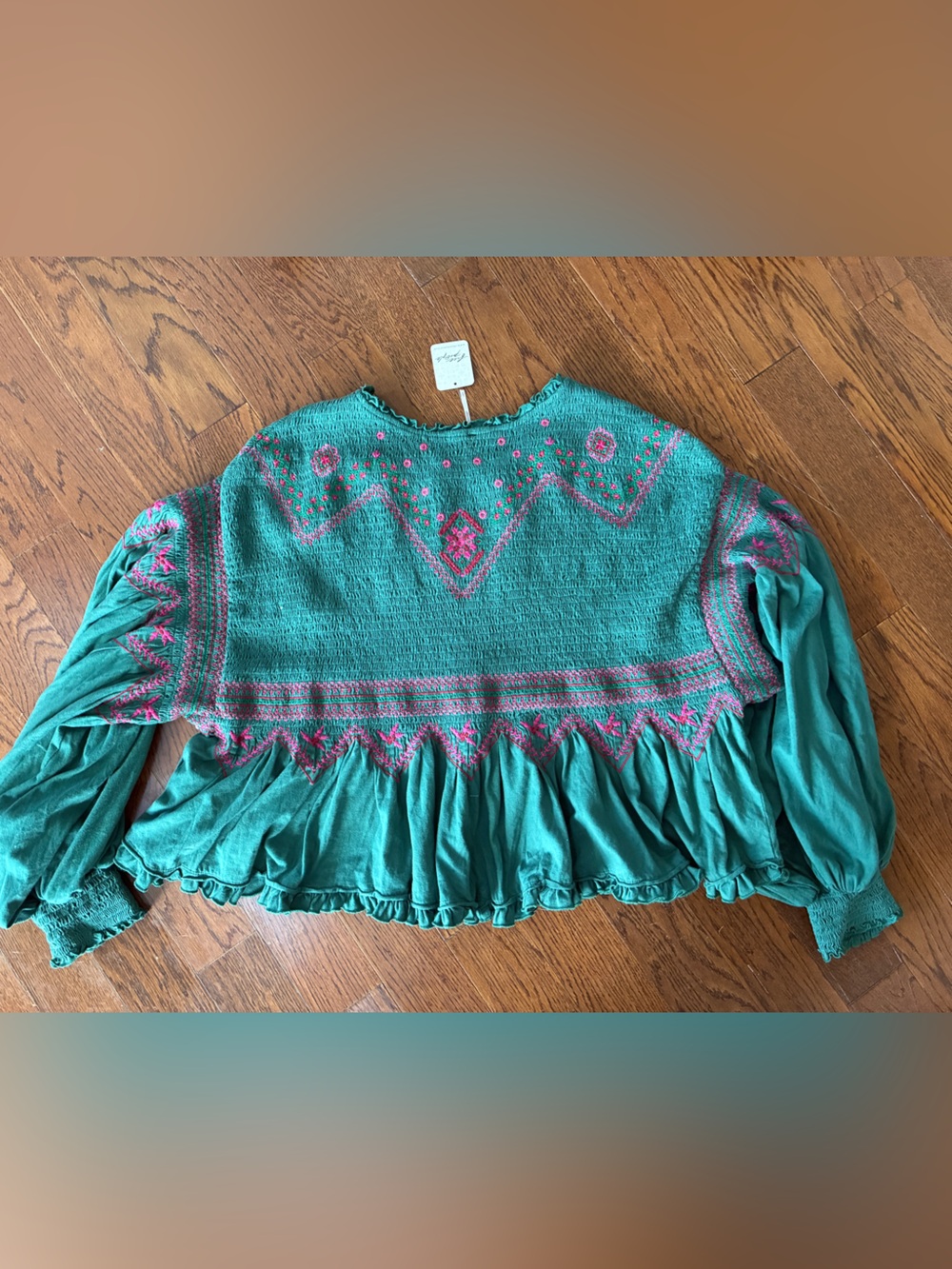 Free People Holly Knot Top with Pink Embroidered Accents - Picture 8 of 9